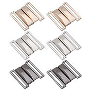 6 Pairs 3 Colors Alloy Interlocking Clasps, Rectangle, Mixed Color, 35x33x5mm, Hole: 3mm, 2 pairs/color(FIND-CA0009-21)