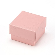 Cardboard Jewelry Earring Boxes, with Black Sponge, for Jewelry Gift Packaging, Pink, 5x5x3.4cm(CBOX-L007-005F)
