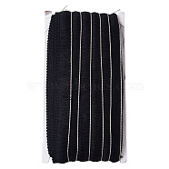 Polyester Ribbon, Fringe Lace Trim, Black, 7/8~1 inch(23~25mm), about 25m/card(OCOR-TAC0005-09H)