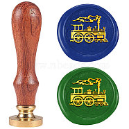 Wax Seal Stamp Set, Sealing Wax Stamp Solid Brass Head,  with Wood Handle, for Envelopes Invitations, Gift Card, Train, 83x22mm(AJEW-WH0208-1441)