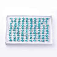 Synthetic Turquoise Rings, with Alloy Findings, Mixed Size, Mixed Shape, Platinum, 16~20mm, 100pcs/box(G-S242-03-B)