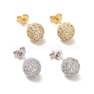 Clear Cubic Zirconia Disco Ball Stud Earrings, Rack Plating Brass Jewelry for Women, Cadmium Free & Lead Free, Mixed Color, 19.5x8mm, Pin: 0.8mm(EJEW-C030-01)
