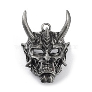 Tibetan Style Alloy Pendant, Frosted, Devil Charm, Antique Silver, 44x30x10mm, Hole: 3.5mm(PALLOY-H133-14AS)