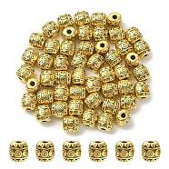 Tibetan Style Alloy Beads, Lead Free & Cadmium Free, Barrel, Antique Golden, 6x6mm, Hole: 1.6mm(PALLOY-YW0001-78)
