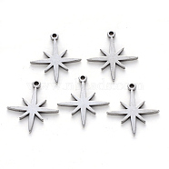 304 Stainless Steel Pendants, Laser Cut, Eight Pointed Star, Stainless Steel Color, 15x15x1mm, Hole: 1.2mm(X-STAS-N092-37)