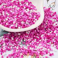 Baking Paint Glass Seed Beads, Cylinder, Magenta, 2x1.5mm, Hole: 1mm, about 5599pcs/50g(X-SEED-S042-05B-47)