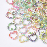 Rainbow ABS Plastic Imitation Pearl Linking Rings, Gradient Mermaid Pearl, Heart, Mixed Color, 11x11x2mm, Inner Measure: 5.5x7mm, about 1000pcs/bag(OACR-T015-04-07)