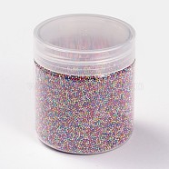Color Plated DIY 3D Nail Art Decoration Mini Round Glass Beads, Tiny Caviar Nail Beads, Mixed Color, 0.6~0.8mm, 130g/box(MRMJ-X0023-B)