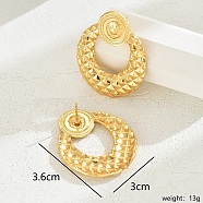 Gorgeous Vintage Stainless Steel Gold Plated Irregular Metal Texture Heart Exaggerated Lady Earrings(RH6576-2)