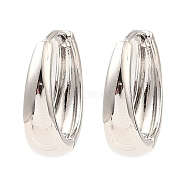 Brass Hoop Earrings, Ring, Platinum, 19x19.5x6mm(EJEW-I289-08P)
