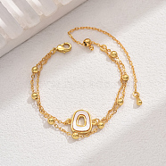 Fashionable Adjustable Double-Layered Gold Plated Cute Design Bracelet, Real 18K Gold Plated, 6-1/8 inch(15.5cm)(KP4958)