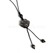 Natural Silver Obsidian Pendant for Mobile Phone Strap, Haging Charms Decoration, Palm, 12cm(PW-WG59344-04)
