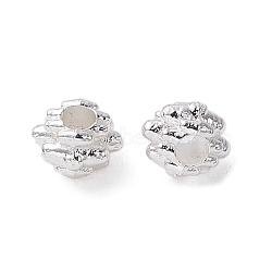 Alloy Spacer Beads, Long-Lasting Plated, Flower Shape, Silver, 4x3mm, Hole: 1.6mm(FIND-B029-13S)