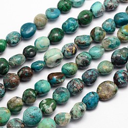 Natural Chrysocolla Bead Strands, Tumbled Stone, Nuggets, 11~14x10~11mm, Hole: 1mm, about 15.74 inch(X-G-L459-11)