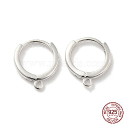 925 Sterling Silver Huggie Hoop Earring Findings, with Loops, with S925 Stamp, Silver, 19 Gauge, 14x12.5x1.6mm, Hole: 1.2mm, Pin: 0.9mm(STER-K174-15B-S)