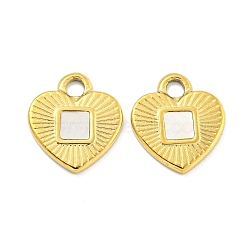 PVD Vacuum Plating 304 Stainless Steel Pendants, with Shell, Heart Charm, Real 18K Gold Plated, 15x13x1.5mm, Hole: 2.3mm(STAS-L278-110G)