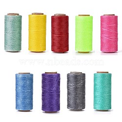 Waxed Polyester Cord, Micro Macrame Cord, Waxed Sewing Thread, Flat, Mixed Color, 0.8mm, about 284.33 yards(260m)/roll(YC-I003-A-M)