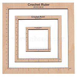 Wooden Square Frame Crochet Ruler, Wheat, 63.5~185x63.5~185x5mm, 3pcs/set(DIY-WH0033-89)