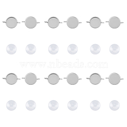 DIY Link Connectors Making Kits, Include 304 Stainless Steel Cabochon Connector Links Settings and Clear Glass Cabochons, Flat Round, Stainless Steel Color, Link Settings: 21x14x2mm, Hole: 2.5mm, 50pcs/box(DIY-UN0001-59)