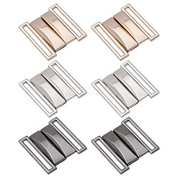 6 Pairs 3 Colors Alloy Interlocking Clasps, Rectangle, Mixed Color, 35x33x5mm, Hole: 3mm, 2 pairs/color(FIND-CA0009-21)