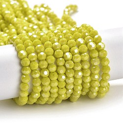 Opaque Glass Beads Strands, Faceted, Round, Yellow, 4mm, Hole: 0.7mm, about 88~95pcs/strand, 12.99~14.06 inch(33~35.7cm)(EGLA-A035-P4mm-A04)