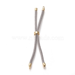 Nylon Twisted Cord Bracelet Making, Slider Bracelet Making, with Eco-Friendly Brass Findings, Round, Golden, Light Grey, 8.66~9.06 inch(22~23cm), Hole: 2.8mm, Single Chain Length: about 4.33~4.53 inch(11~11.5cm)(MAK-M025-115)