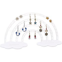 Acrylic Earring Display Stands, Rainbow, White, 8.9x34x17.2cm, 3pcs/set(EDIS-WH0029-11B)