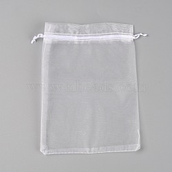 Rectangle Organza Gift Bags, Drawstring Bags, for Party Candy Jewelry Bags & Pouches, Clear, 185x130x1mm(OP-WH0012-06A)