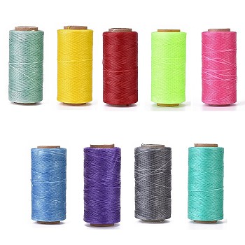 Waxed Polyester Cord, Micro Macrame Cord, Waxed Sewing Thread, Flat, Mixed Color, 0.8mm, about 284.33 yards(260m)/roll