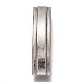 304 Stainless Steel Slide Charms, Curved Tube, Stainless Steel Color, 38.5x9x5mm, Hole: 8.5x3.5mm