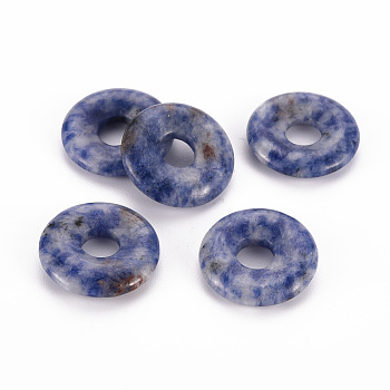 Natural Blue Spot Jasper Pendants, Donut/Pi Disc, 18x4.5~5.5mm, Hole: 5.5mm