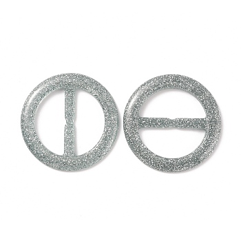 Flat Round Resin Buckle Clasps, with Glitter Powder, For Webbing, Strapping Bags, Garment Accessories, Light Steel Blue, 41.5x3.5mm