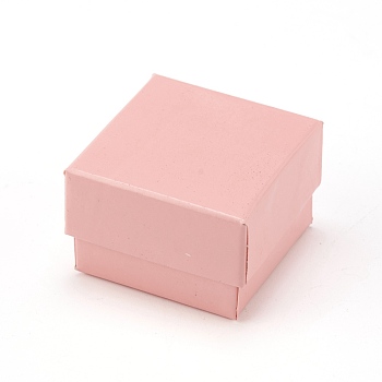Cardboard Jewelry Earring Boxes, with Black Sponge, for Jewelry Gift Packaging, Pink, 5x5x3.4cm