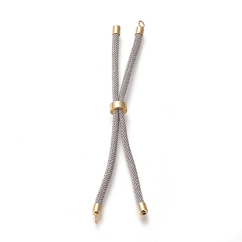 Nylon Twisted Cord Bracelet Making, Slider Bracelet Making, with Eco-Friendly Brass Findings, Round, Golden, Light Grey, 8.66~9.06 inch(22~23cm), Hole: 2.8mm, Single Chain Length: about 4.33~4.53 inch(11~11.5cm)
