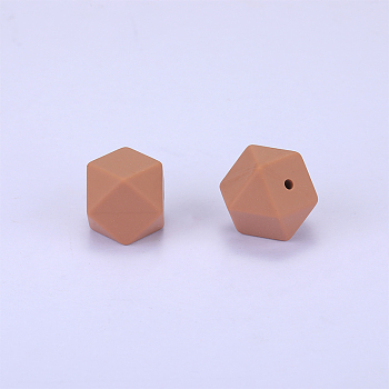 Hexagonal Silicone Beads, Camel, 14x14x14mm, Hole: 3mm