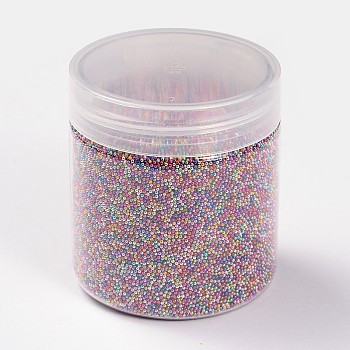 Color Plated DIY 3D Nail Art Decoration Mini Round Glass Beads, Tiny Caviar Nail Beads, Mixed Color, 0.6~0.8mm, 130g/box