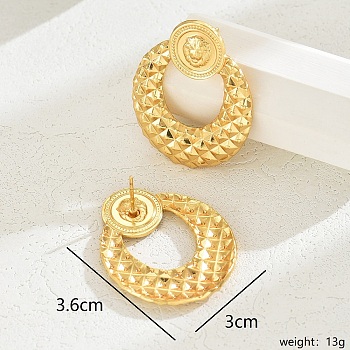 Gorgeous Vintage Stainless Steel Gold Plated Irregular Metal Texture Heart Exaggerated Lady Earrings