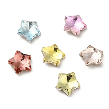 Glass Rhinestone Cabochons, Point Back & Back Plated, Faceted, Star, Mixed Color, 5x5x2mm
