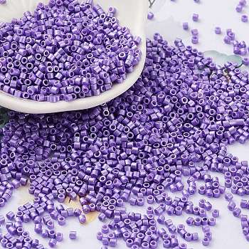 Baking Paint Glass Seed Beads, Cylinder, Medium Purple, 2x1.5mm, Hole: 1mm, about 50398pcs/pound