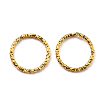 304 Stainless Steel Jump Rings, Open Jump Rings, Twisted, Round Ring, Real 18K Gold Plated, 10x1mm, 18 Gauge, Inner Diameter: 8mm