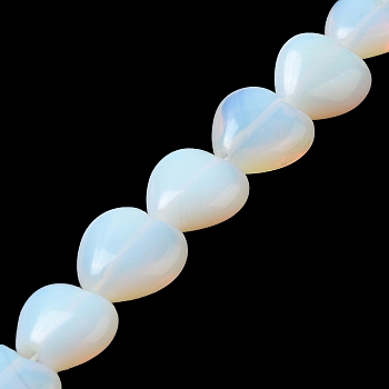 Opalite Beads Strands, Heart, 15x16x7.5mm, Hole: 1mm, about 12pcs/strand, 6.97''~7.09''(17.7~18cm)