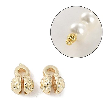 Flower Brass Bead Tips, Cadmium Free & Nickel Free & Lead Free, Real 14K Gold Plated, 6x4x3.5mm, Hole: 1.2mm