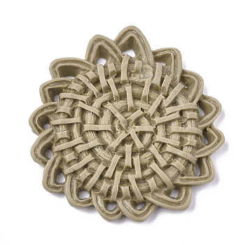 Resin Pendants, Imitation Woven Rattan Pattern, Flower, Camel, 43x45.5x4mm
