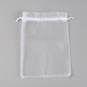 Rectangle Organza Gift Bags, Drawstring Bags, for Party Candy Jewelry Bags & Pouches, Clear, 185x130x1mm