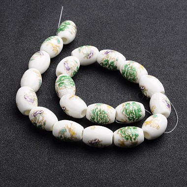Flower Printed Handmade Porcelain European Beads(PORC-I005-02)-2