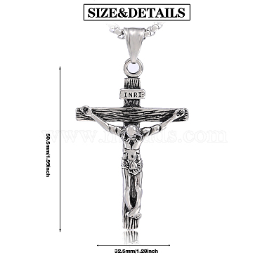 Cross Pendant Necklace with Jesus Crucifix Religious Necklace Sacrosanct Charm Neck Chain Jewelry Gift for Birthday Easter Thanksgiving Day(JN1109A)-6