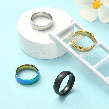 4Pcs 4 Colors 201 Stainless Steel Plain Band Rings Set for Women(RJEW-YW0001-04)-5