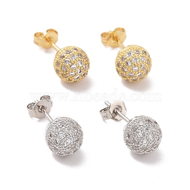 Clear Round Cubic Zirconia Stud Earrings