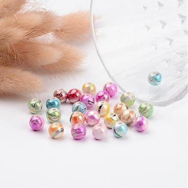 Perles acryliques couleur mélangée ronde bubblegum trapu ab vague de couleur imprimés(X-MACR-Q151B-M)-3