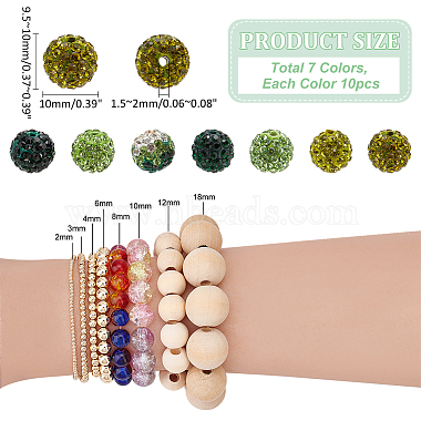 Elite 70Pcs 7 Colors Pave Disco Ball Beads(RB-PH0001-34)-2